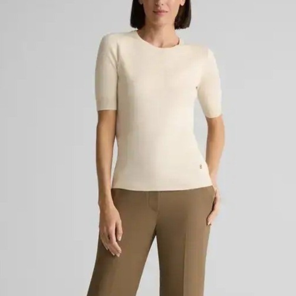 St. John 2026 Luxury Silk Cotton Ecru Sweater, Size 12/14, BNWT, Retail $695 - Picture 2 of 11